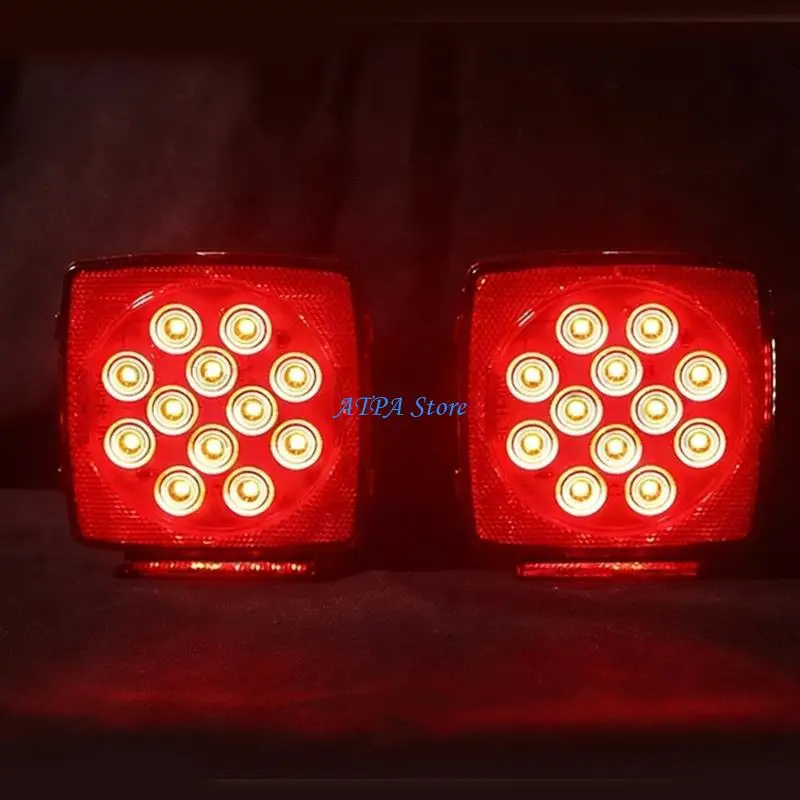 

U13C 2Pcs Square LED Rear Lamps Waterproof Long Lasting Plastic LED Light for Trucks