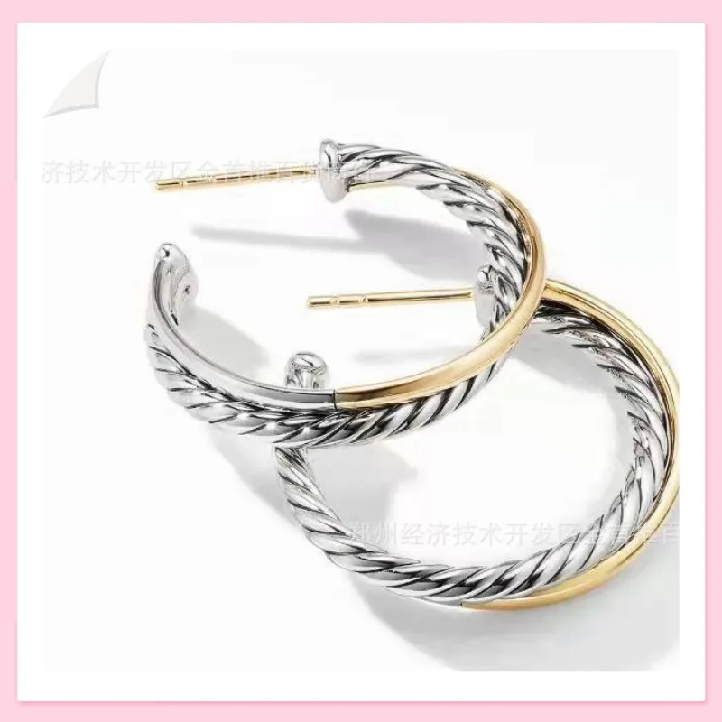 

Серьги из стерлингового серебра двухцветные, в форме витых кругов