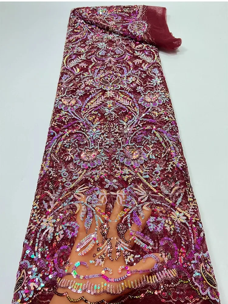 1ヤード高品質ガーゼ生地、ハート型の花と葉の形をした光沢のある刺繍テラ、ドレスやチャイナドレスの縫製用生地