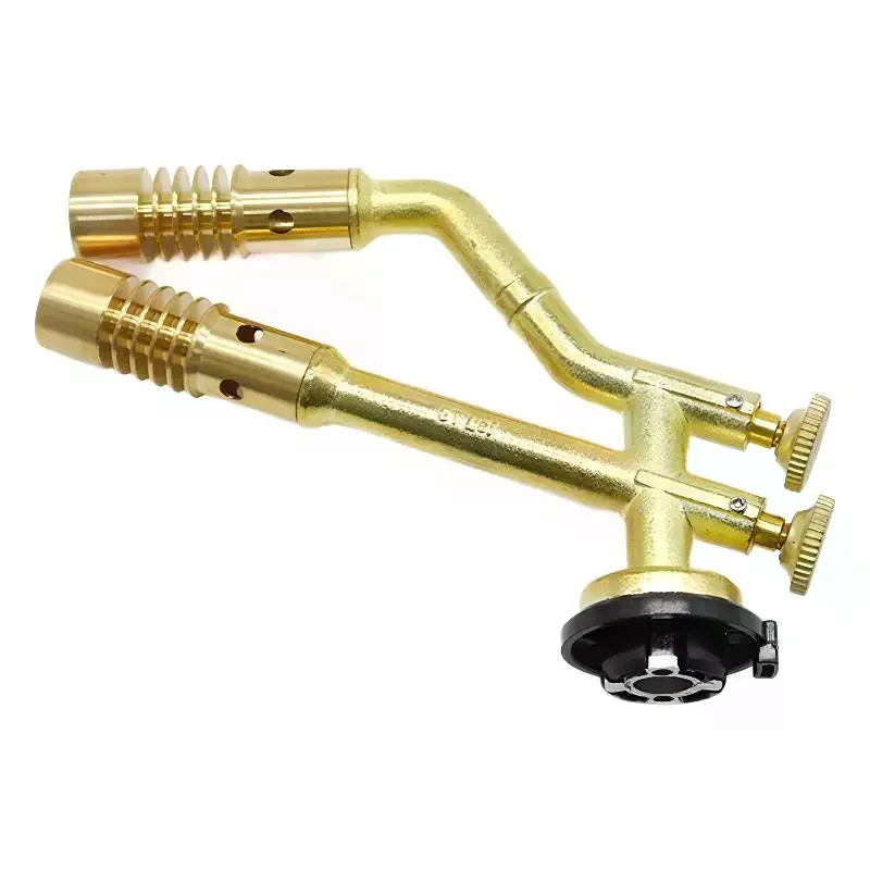Gas Torch Adjustable Brass Welding Heating Flame Burner High Temperture Propane Butane Welding Torch Dual-Head
