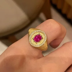 Classic Elliptical wire drawing Craft Wedding Ruby Ring Classic Luxury rings for women Banquet Jewelry Gift