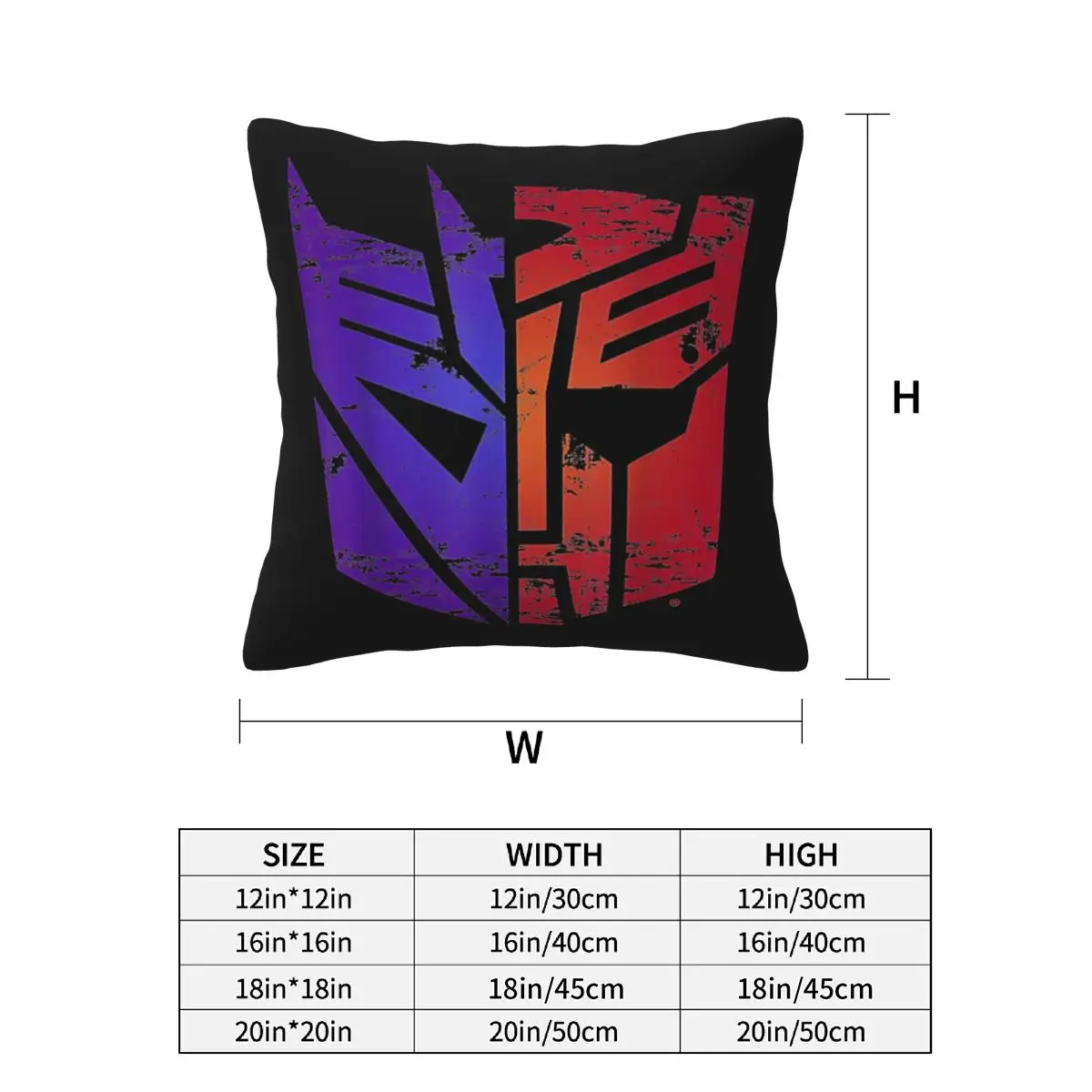 Transformers Decepticon Autobot Split Logo 2 pcs Square Pillowcase Pillow Cover Cushion Zip Decorative Comfort Throw Pillow Home