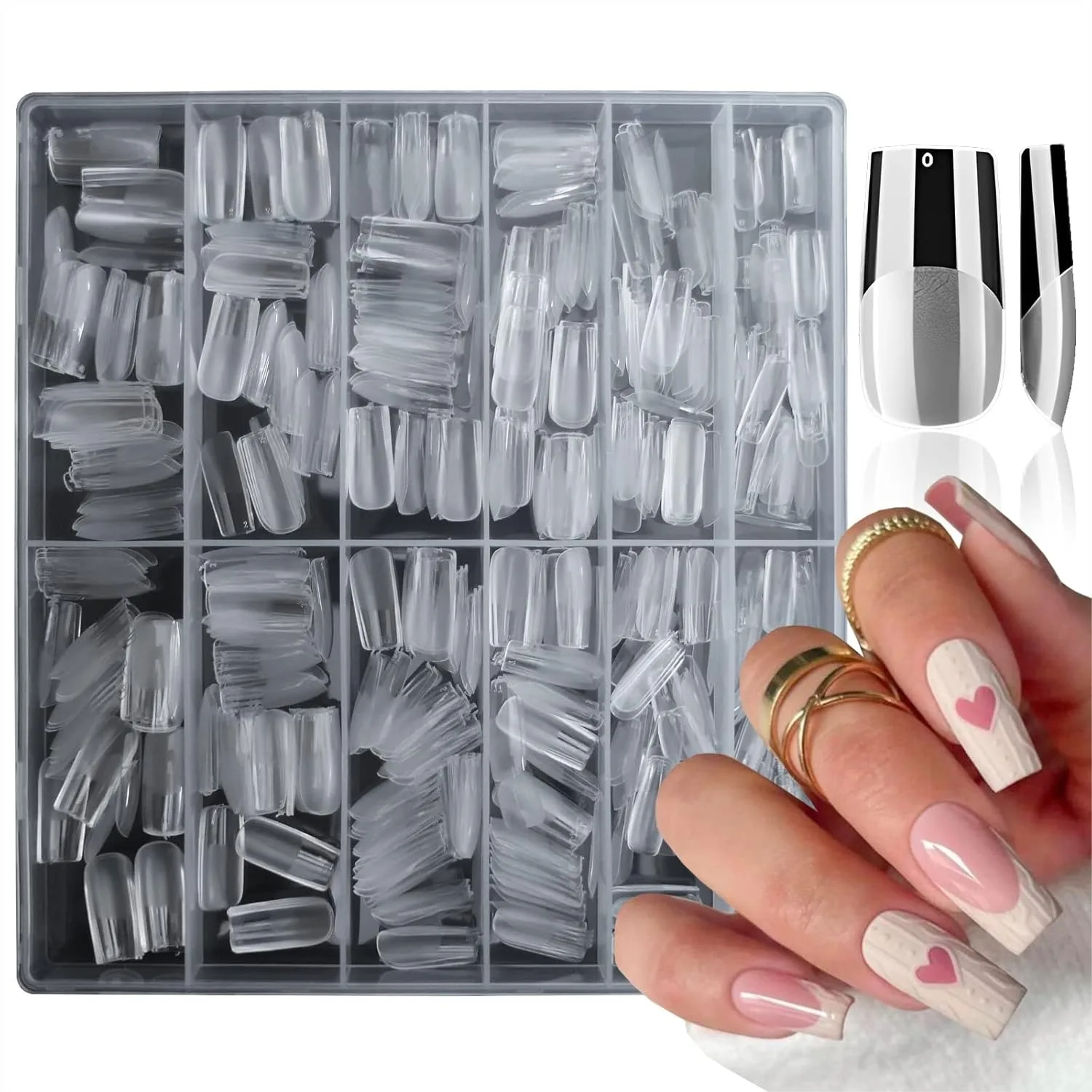 

600pc Medium Square Clear Press on Nails, Soft Gel Full Cover Fake Nail Tips for Acrylic Nail Extension, DIY Manicure