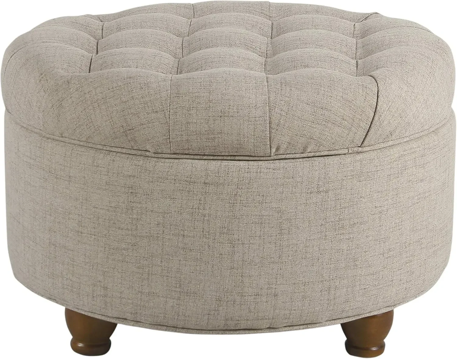 Homepop Home Decor Button Tufted Woven Round Storage Ottoman Large