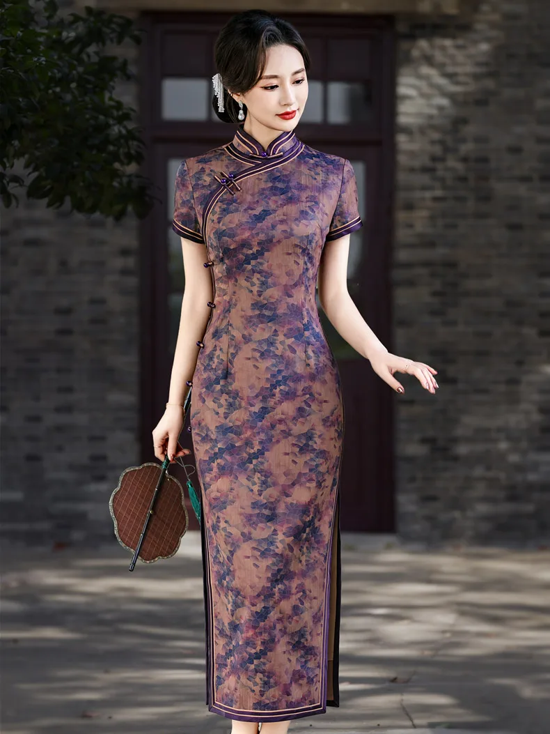 

Ele anghai Satin Dr Mommy Sle Performance ow off oulder Long Evening Gown Traditional Chinese Faion