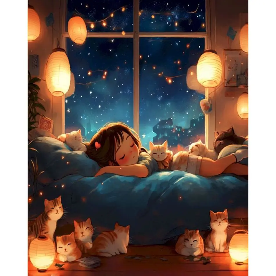 RUOPOTY Sleeping Girl Diamond Painting Living Room Decoration Diy Gift Landscape Full Round Interior Painting Decor Crafts Diy
