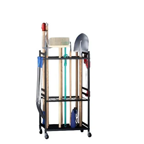 Iron Garden Tool Wall Rack Hanging Organizer Straight Hook Heavy Duty Metal for Garage Shed Patio Yard Workshop Storage Outdoor