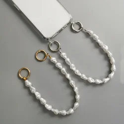 Cordón para teléfono móvil, cadena Manual de cuentas, cordón para llaves, cuerda para muñeca corta, bolsa de cuentas redondas de perlas, cadena colgante para teléfono móvil
