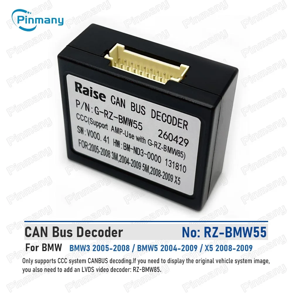 Pinmany Car CAN Bus Decoder Raise G-RZ-BMW55 Protocol Box Android Head Unit Adapter For BMW X5 BMW3 BMW5 CCC System