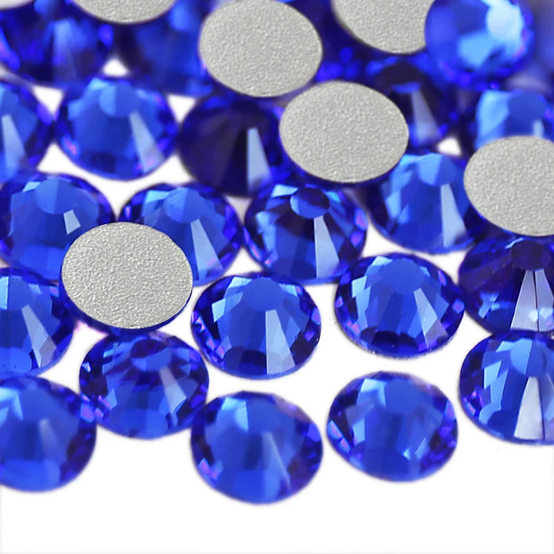 Sapphire ss3-ss30 Non Hot Fix Rhinestones For Diy 3D Nail Crystals Glitters Strass Glass Sticker For Manicure Art Decor