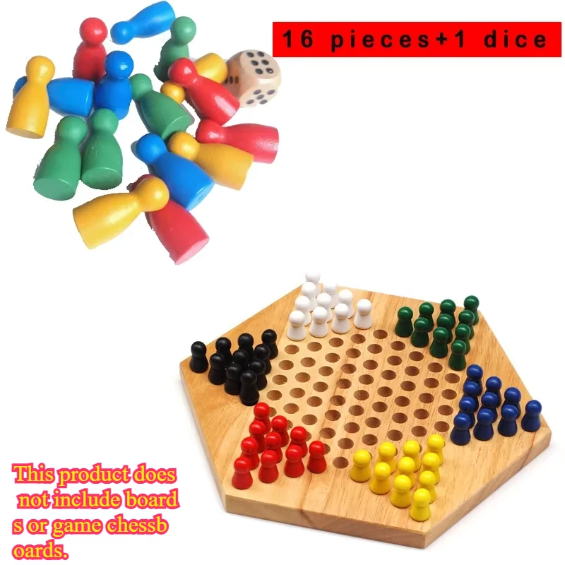 16Pcs Children's Humanoid Wooden Puzzle Game Wooden Board Game Chess Pieces Humanoid Checkers Pieces Flying Chess