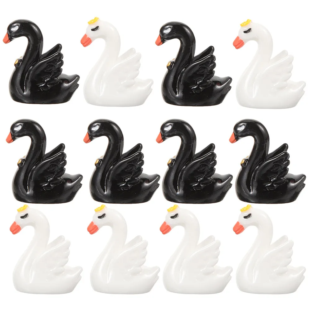 24Pcs Elegant Swan Decorations Fine Crafted Resin Mini Swans for Indoor Outdoor Use Garden Layout Home Office Decor Swan