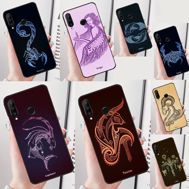 Zodiac Sign Case For Huawei P20 P30 P40 Lite P60 Mate 60 Pro Nova 10 9 SE 5T 11i 8i 3i Y60 Y61 Y70 Y90