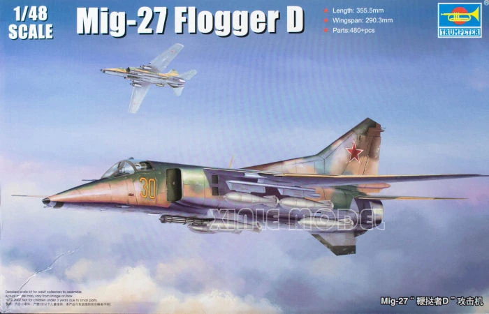 Trumpeter Kit de modelo de avión ensamblado de plástico 05802 MiG-27 Flogger D Fighter 1/48