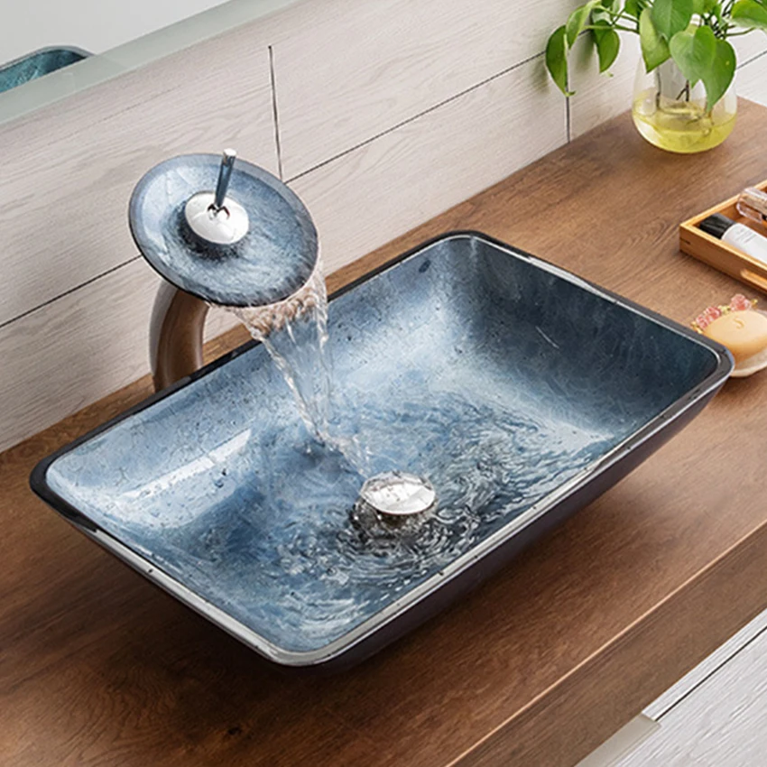 

BWY18-081 Pure Color Tempered Glass Above Counter Basin Minimalist Art Basin Hotel Wash Basin Bathroom Basin