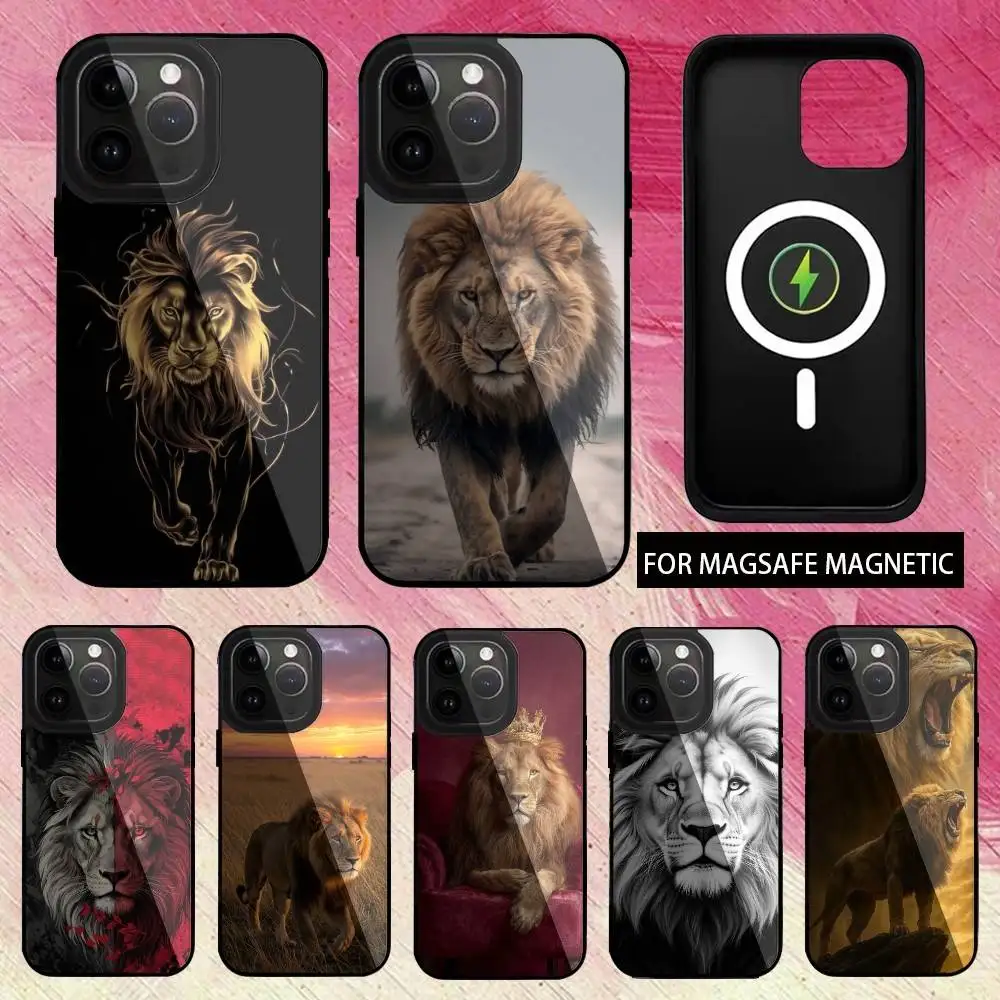 

Lion Pattern Phone Case For iPhone17,16,15,14,13,12,11 Plus,Pro Max Magnetic Magsafe Wireless Charging
