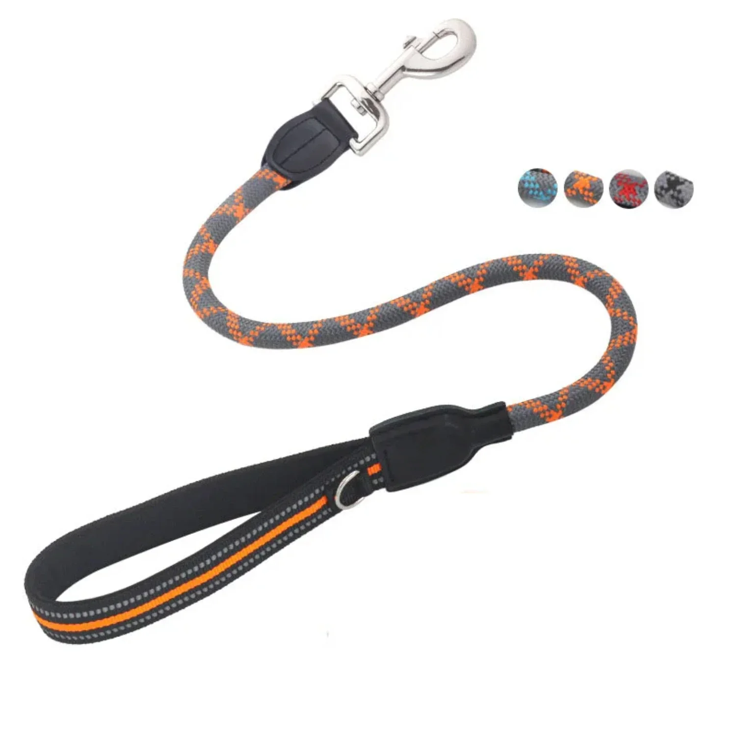 

Comfortable and durable reflective nylon rope dog leash for medium and large dogs. The 80cm short length with handle offers easy