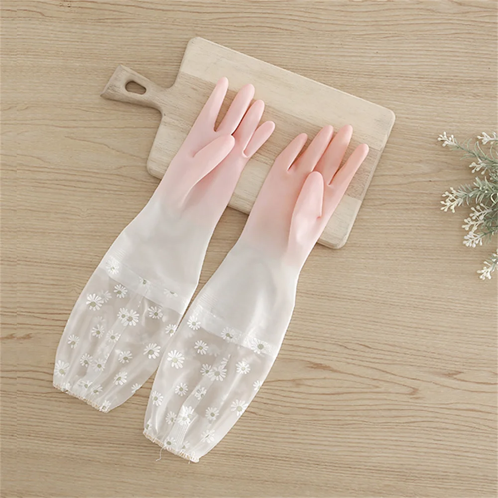 Dishwashing Gloves Anti-puncture Easy To Wear Pvc Household Extension Dishwashing Artifact Lengthen Wide Cuffs Lighten The Cuffs