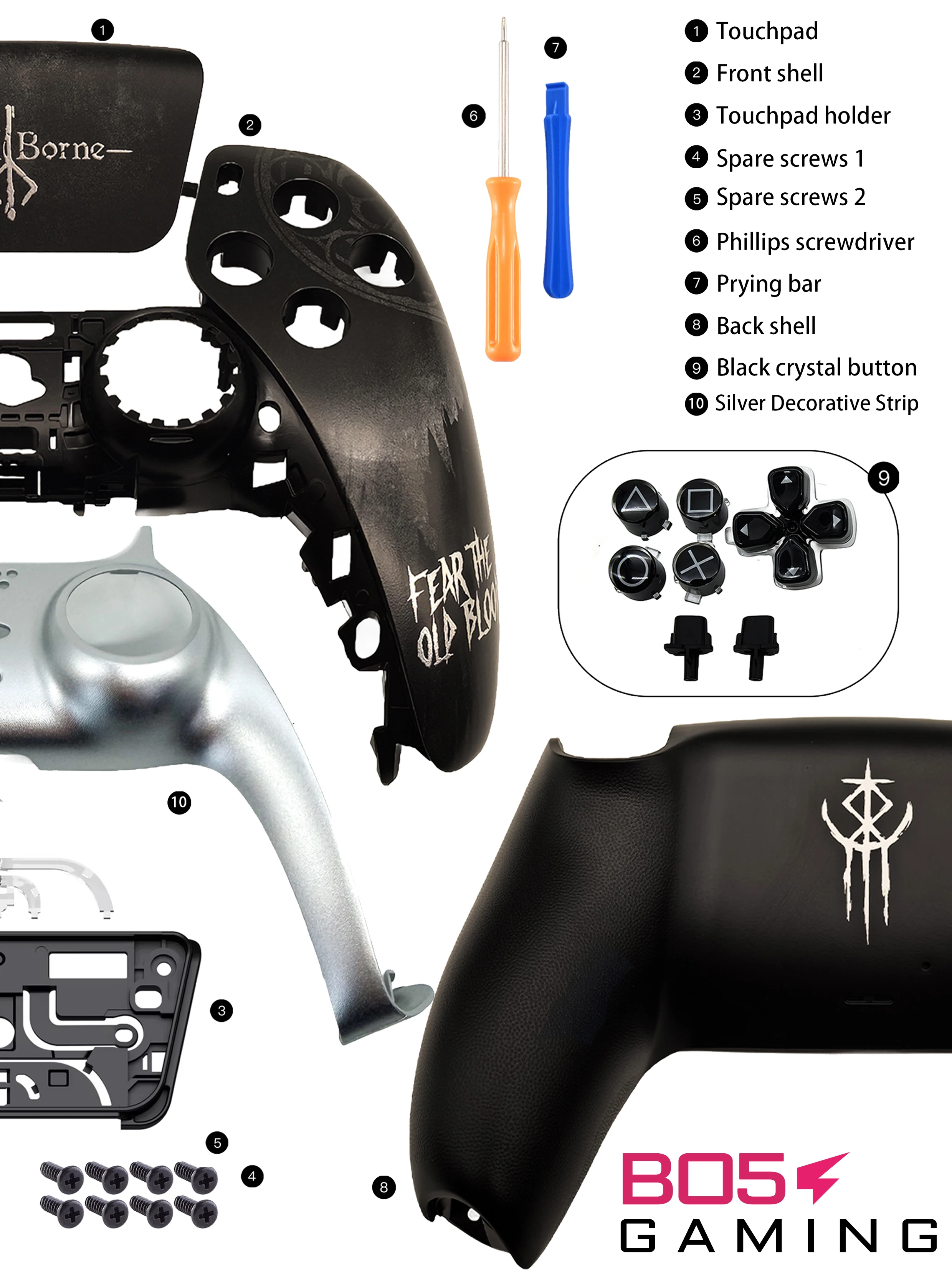 Obudowa kontrolera PS5, niestandardowa nakładka Old Hunter z panelem dotykowym do DualSense, zamiennik dla BDM-010 To050 — zdjęcie produktu 6