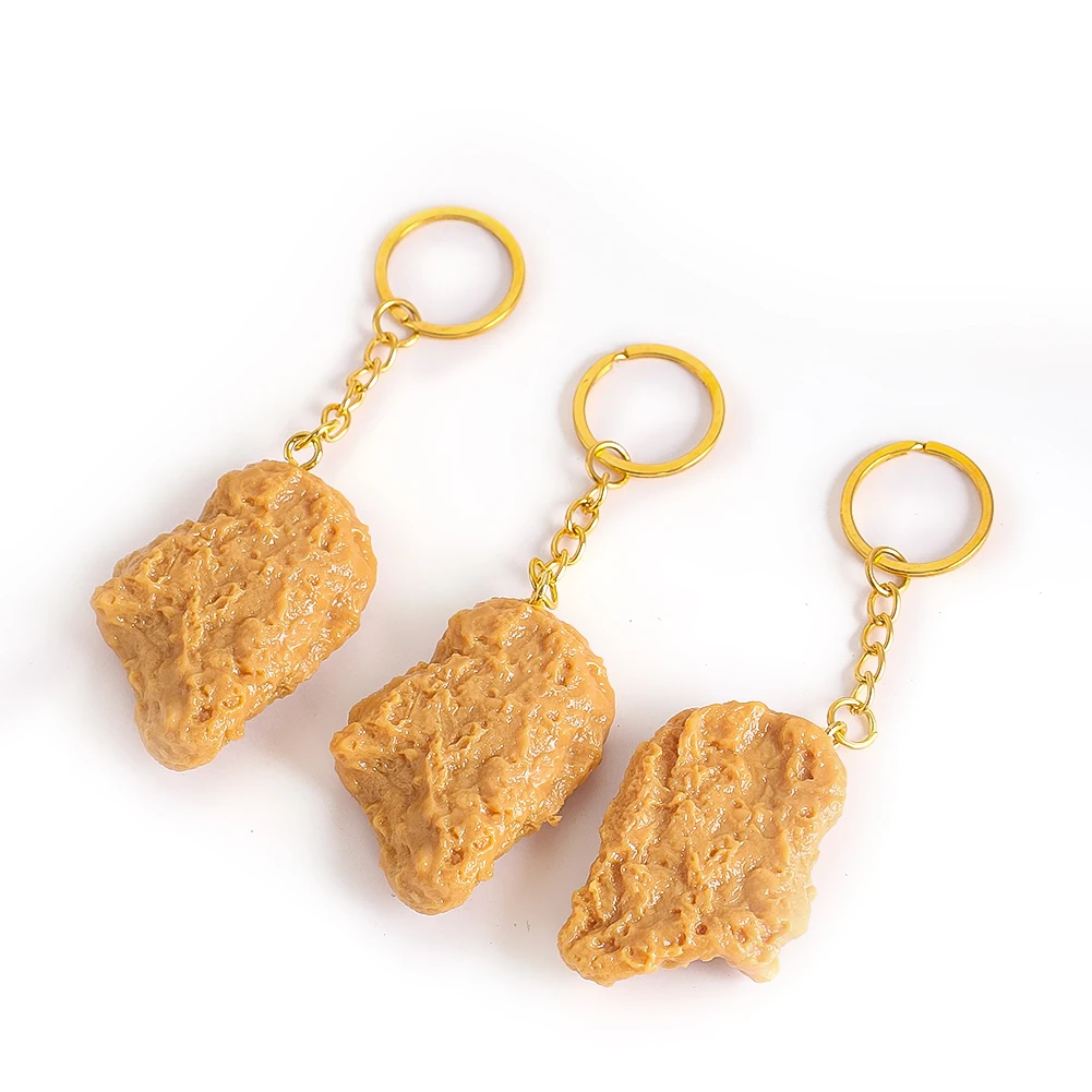 Simulated Fried Chicken Nuggets Keychain Creative Imitation Food Pendant Keychain Vehicle Charms Fun Backpack Pendant Gifts view 5