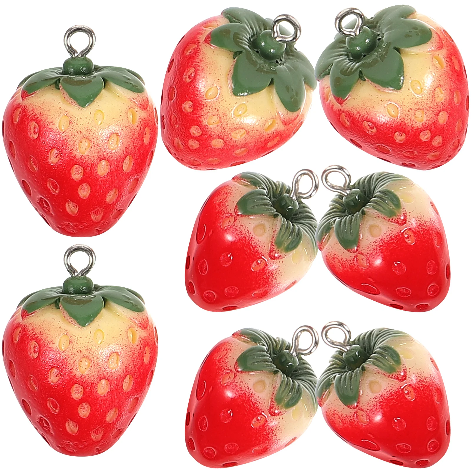 8 Pcs Resin Strawberry Accessories 4 Large 4 Small Jewelry Charms for Necklace Earrings Bracelet Bag naments Craft Projects