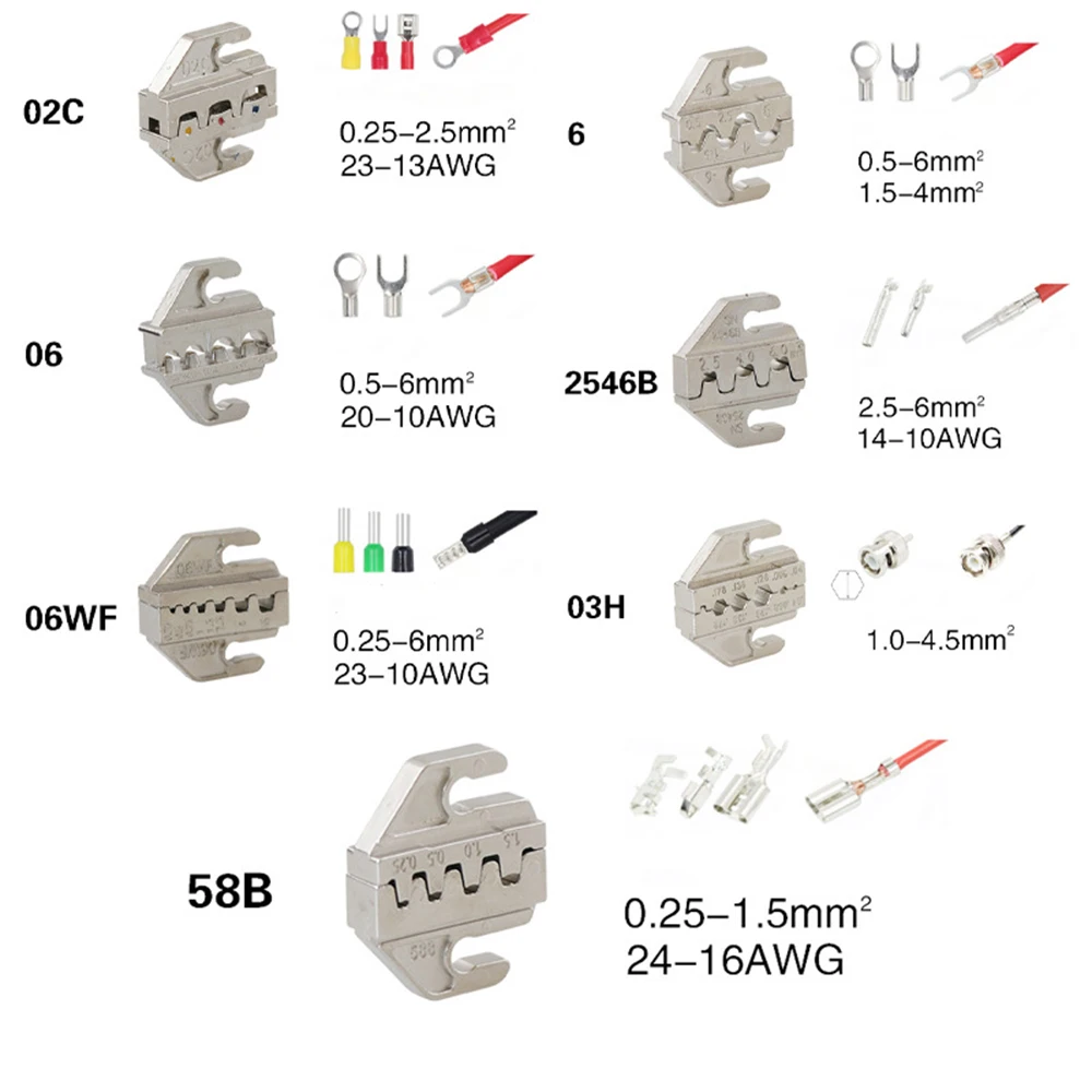 SN Series Crimping Pliers Jaws SN-58B/06WF/02C/2546B/03H/6/2549 For Crimping Cap Spring Insulated Terminal Jaw 4mm/Pliers 190mm