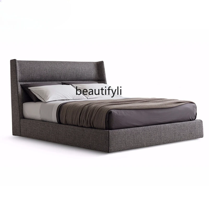 Modern Minimalist Linen Double Bed Master Bedroom 1 M 8 M Small Apartment Model Room Hotel Household High Back Soft Bed