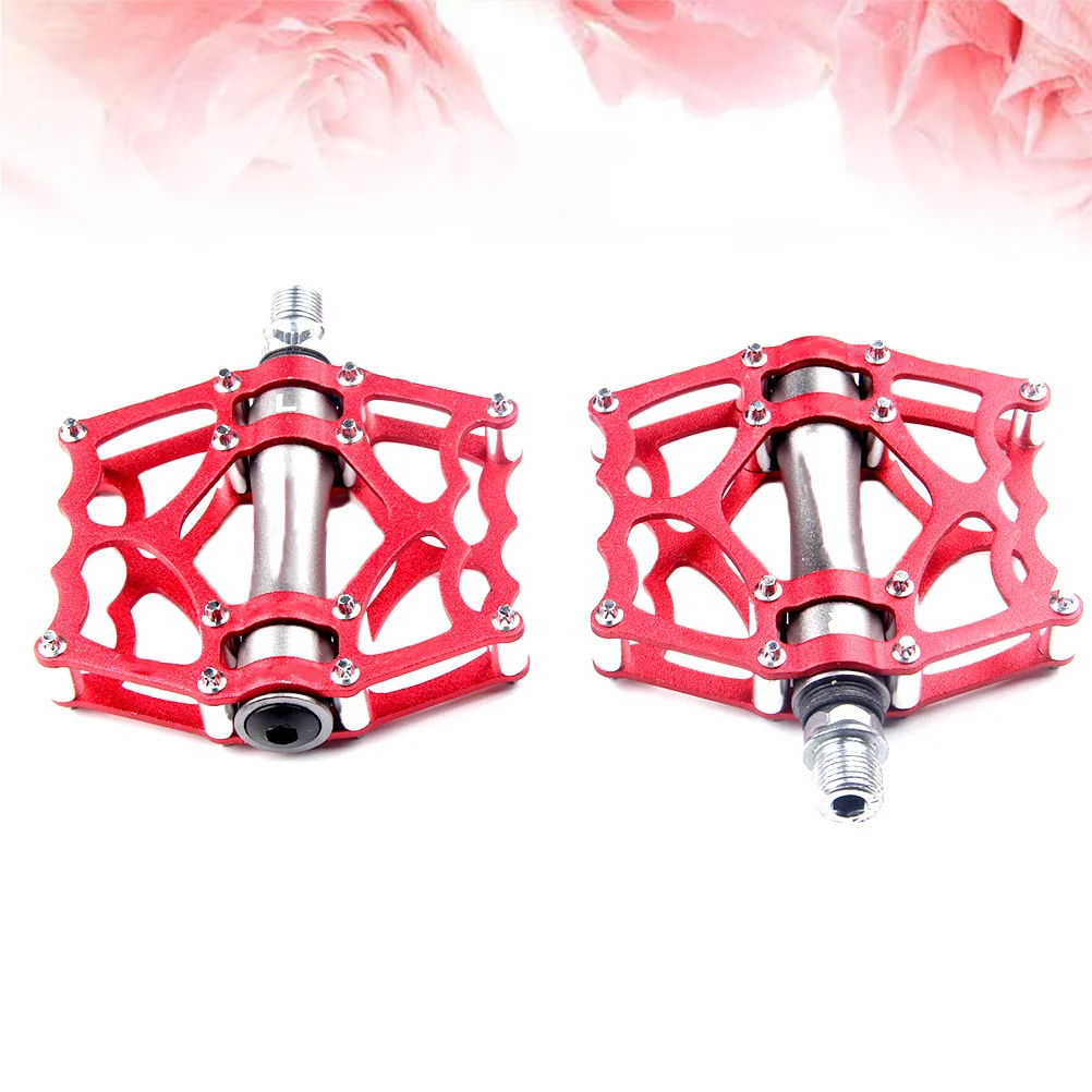 

1 Pair Aluminum Alloy Bicycle Pedals Cnc Ultralight Red Cycling Bike Parts Waterproof Dustproof Self-Lubricating Mountain Road