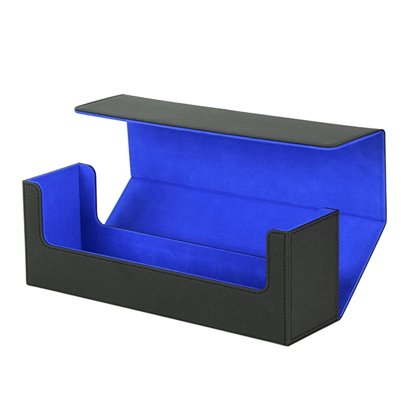 Card Storage Box For Trading Cards Magnetic Closure Card Holder For Magnetic Game Cards Blue+Black