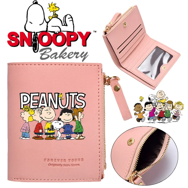 

Kawaii Snoopy Women Wallets PU Leather Fashion Short Wallet Cartoon Cute Student Coin Purse Card Holder ID Money Storage Bags