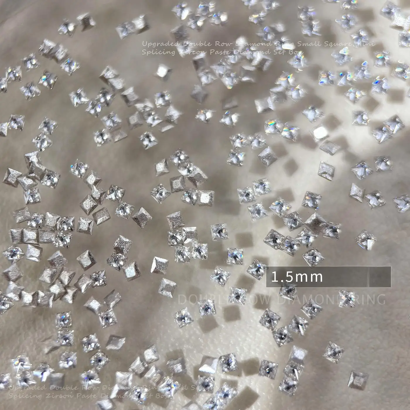 KANIU 100PCS 1.5X1.5MM High Shine Mini Square Cubic Zirconia Mini White Square DIY Rhinestone Ring Accessories Nail Rhinestones