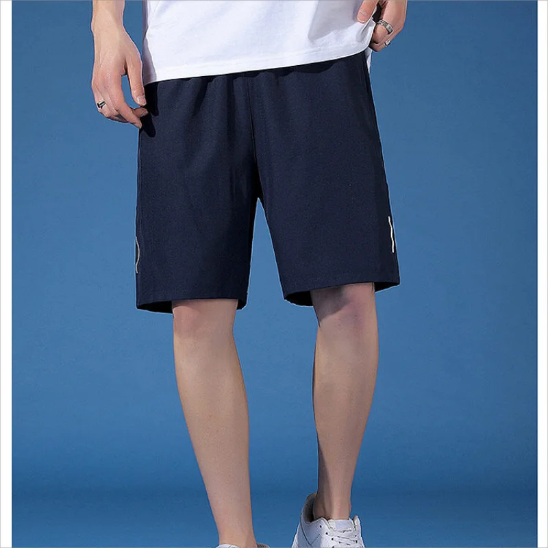 Summer Men's Sports Shorts Ice Silk Quick Dry Leisure Fitness Basketball Shorts Unique Reflective Strip Design Plus 6XL 7XL