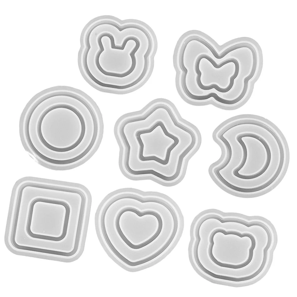 

8pcs Keychain Diy Silicone Molds Resin Epoxy Pendant Molds Flexible Lightweight Reusable Key Ring Making Crafts Ornament Mold