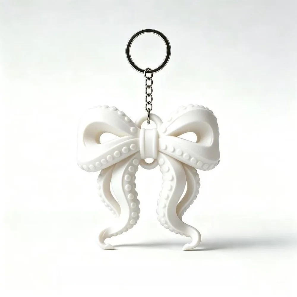 Fashion Korean Style Octopus Tentacle Bow Bow Shape Colorful Fashion Bag Pendant Tentacle Style Unique 3D Printed For Keys