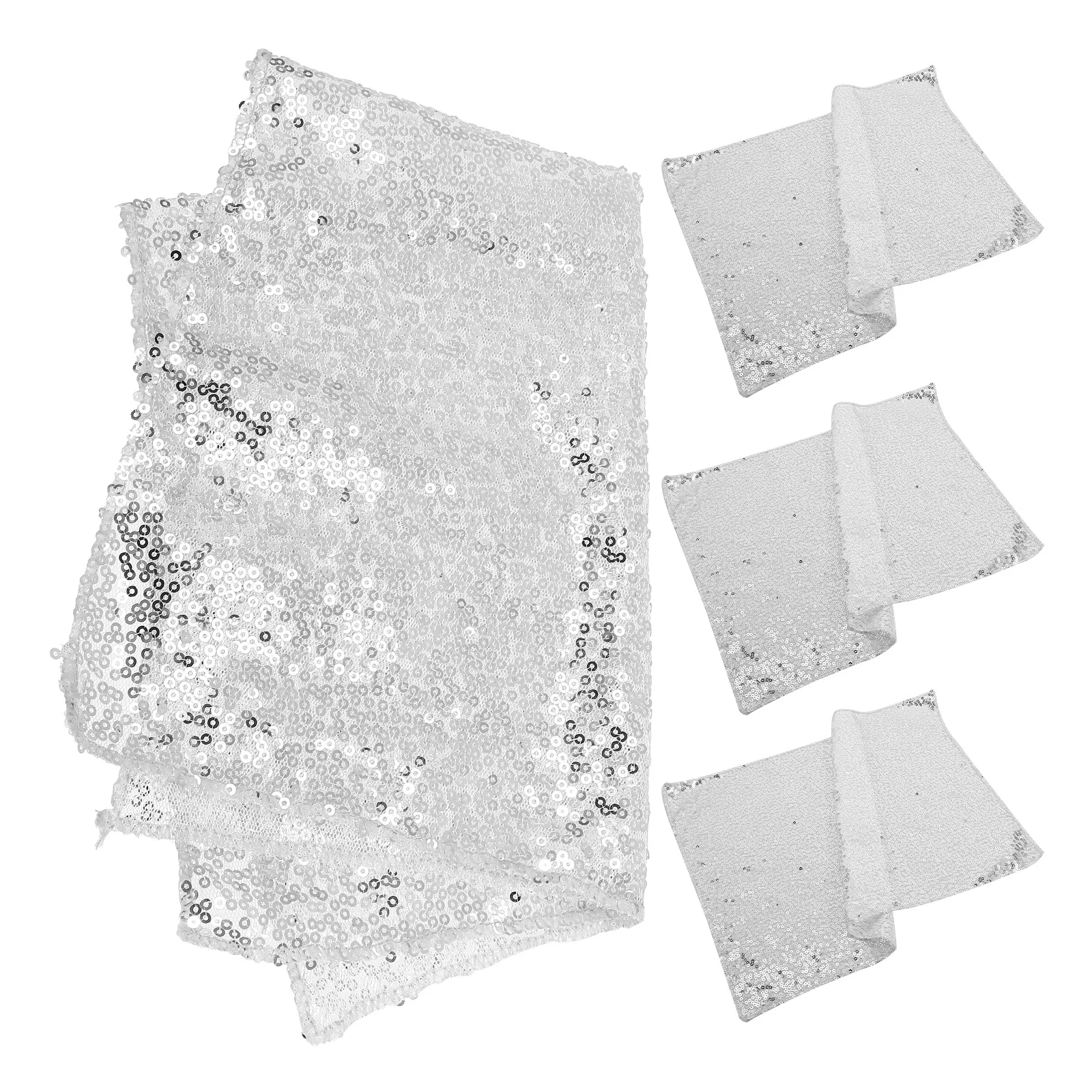 

4pcs Large Solid-Color Sequin Dining Placemat Reusable Waterproof Non-Slip Table Mat For Home Restaurant Hotel Family Kids Party