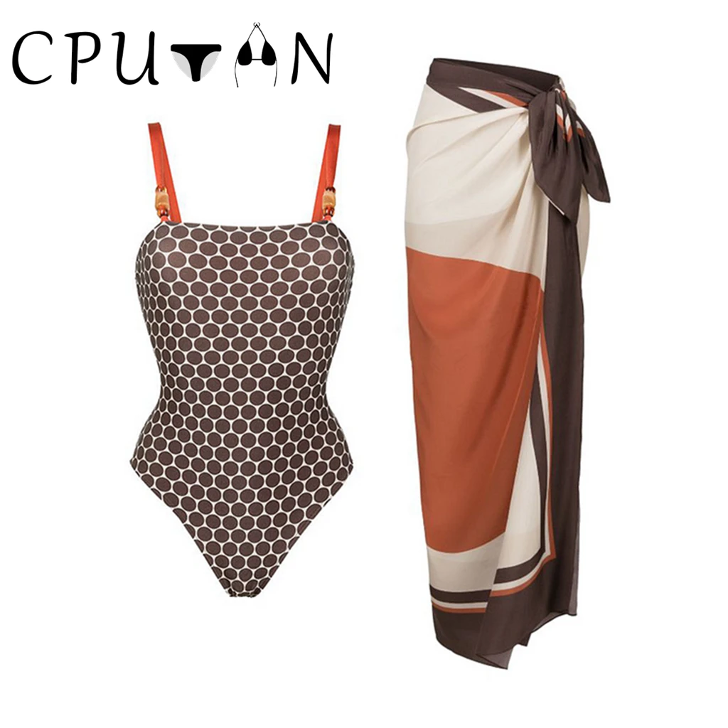 CPUTAN-bañador Vintage de una pieza para mujer, traje de baño de diseñador, vestido de playa 2025, traje de baño de lujo, ropa de playa estampada de verano