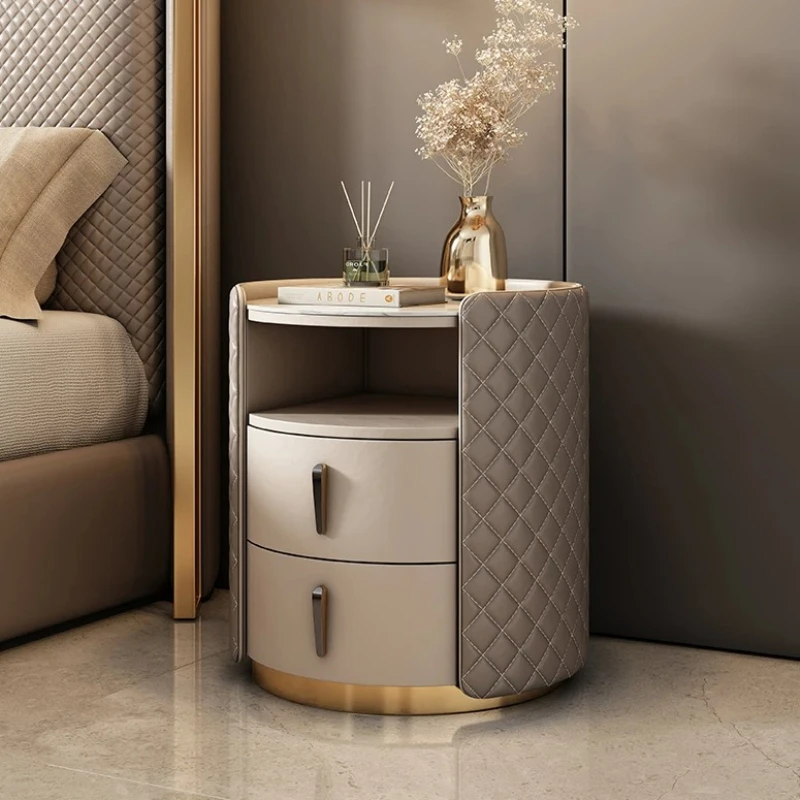 

Leather Wooden Nightstands Modern Luxury Living Room Storage Nightstands Drawers Organizer Mesa De Noche Bedroom Furniture