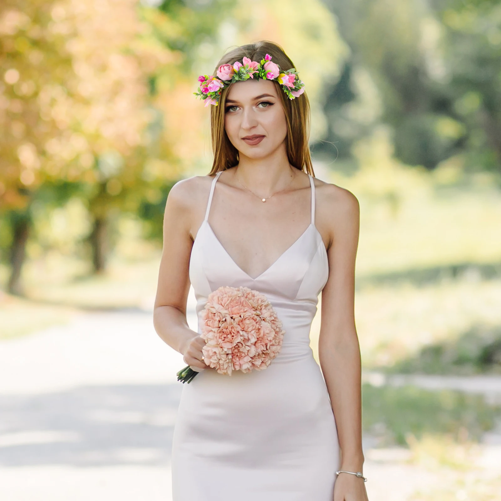 

1pc Cloth Floral Headband Bride Garland Wedding Headdress Photo Prop Seaside Holiday Party Selfie Wreath Bridal Hair Accessory