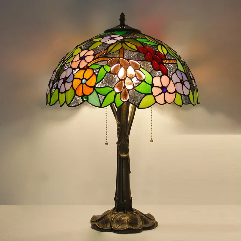 BUNNY Tiffany Table Lamp LED Luxury Creativity Living Room Study Bedroom Bedside Lamp Villa Hotel Color Glass Desk Light