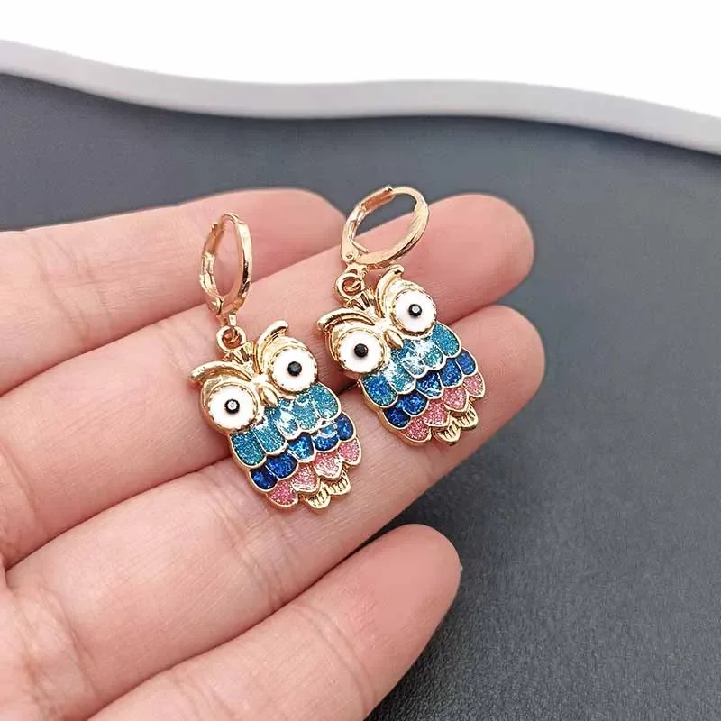 New Small Owl Earrings for Women Fashion Animal Earrings Gifts for Girls Cute Loop Earrings