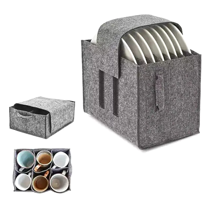 Espessado Camping Talheres Recipientes, Feltro Placa Dish Cup, Suporte Do Saco De Armazenamento, Armário De Cozinha Motorhome, Organização em camadas