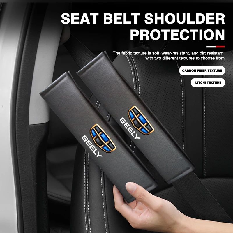 Car Shoulder Pad Safety Belt Protector Cover Strap Mat Interior For Geely Atlas Boyue NL3 X6 EX7 Emgrand X7 SUV GT GC9 Borui