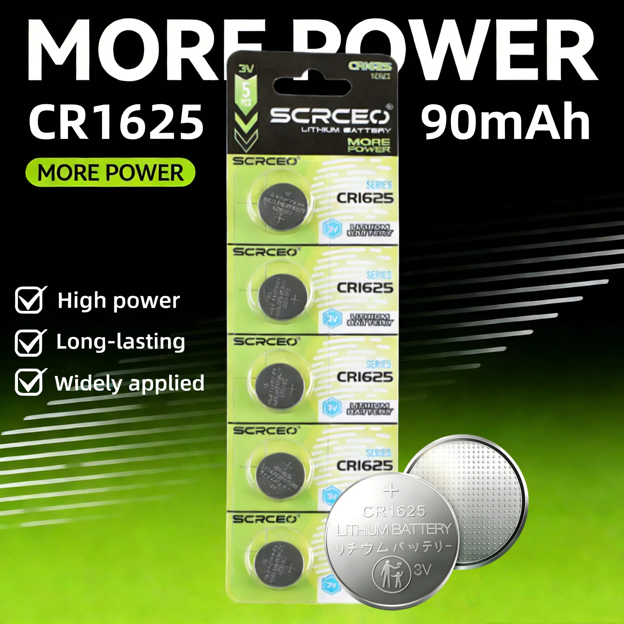 

2-100PCS CR1625 3V Lithium Button Battery, Also DL1625/GPCR1625, for Watch, Calculator, Car Key, Remote