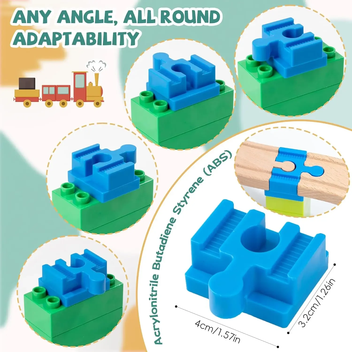 อุปกรณ์เสริมรางรถไฟไม้ 28 ชิ้นตัวเชื่อมต่อรางไม้เข้ากันได้กับแบรนด์ชั้นนำทั้งหมดของขวัญวันเกิดสำหรับเด็กผู้ชายเด็กผู้หญิงสุนัข