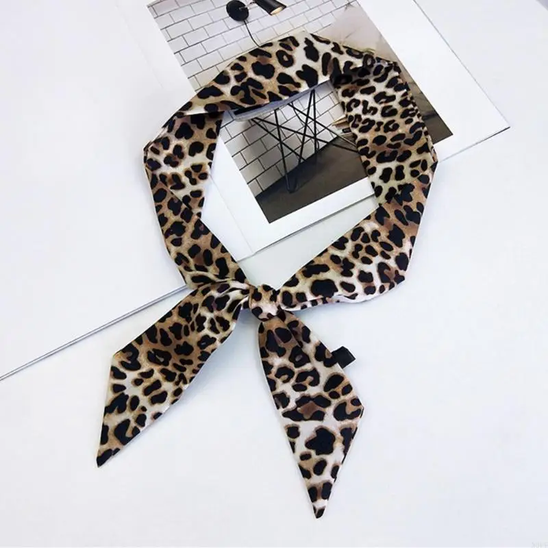 N0PE Unique Leopard Patterned Narrow Neck Scarf Decorative Neckerchief Daily Bag Decorations Fashion Clothing Accessory