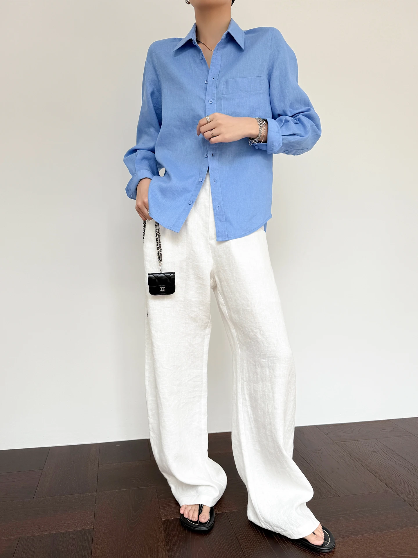 

Льняная рубашка Mandyelim для женщин, свободного кроя, с длинными рукавами, классическая, прямая, дышащая, влагоотводящая