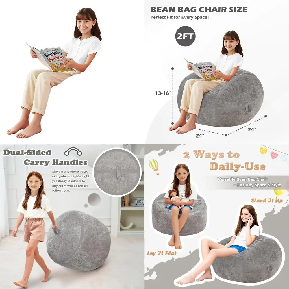 

Ультрамягкое бархатное кресло-мешок 2T с пеной с эффектом памяти, с ручкой для переноски, идеально подходит для комфорта в гостиной