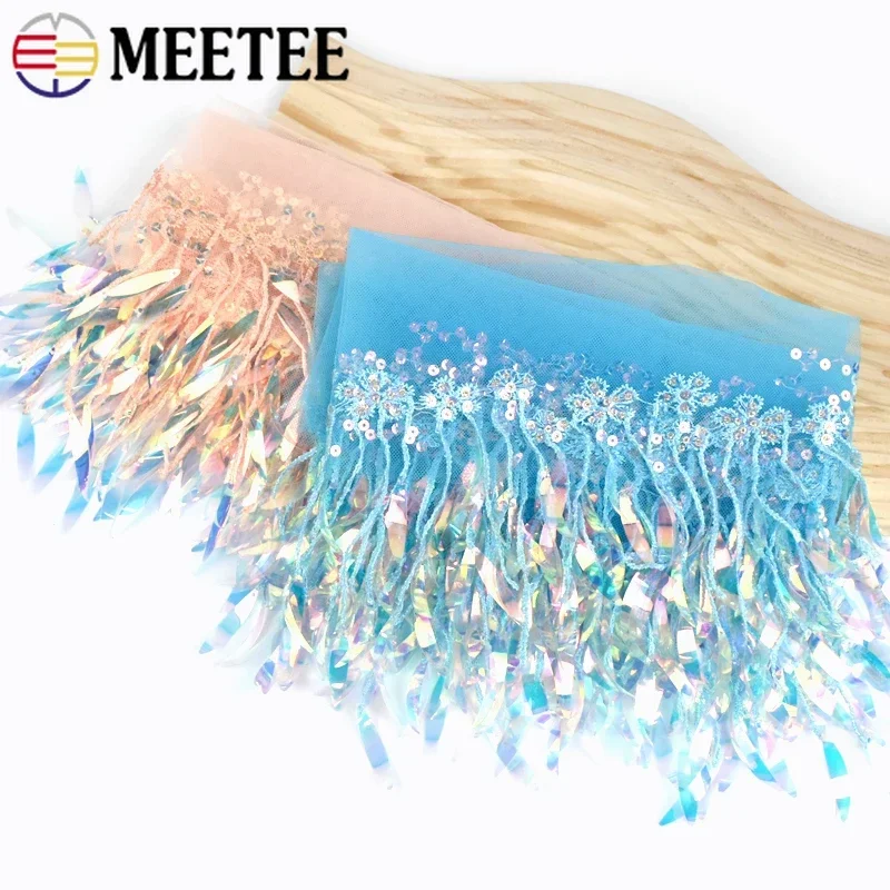 1-5Yards Mesh Tassel Fringe for Sewing Sequins Lace Trim Latin Dress Ribbon Band Wedding Clothes Tassels Fabric DIY Accessories