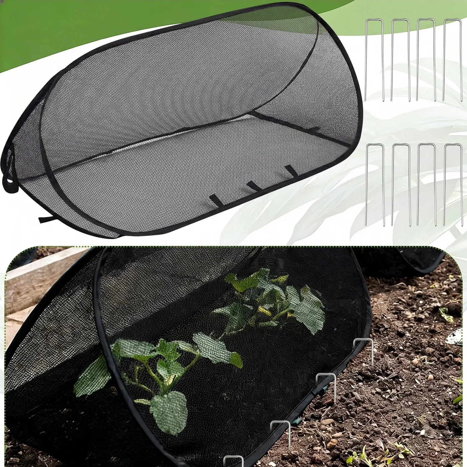 1/2pcs garden net plant cover with free ground nails,foldable outdoor vegetable fruit seedling protection tent for animals