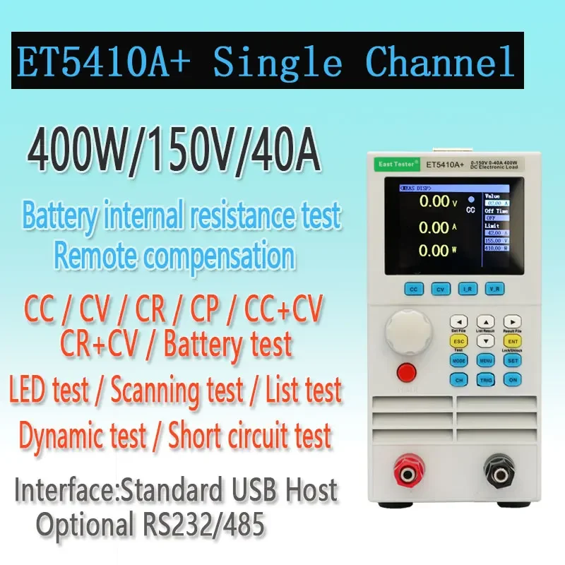 ET5410 ET5411 ET5420 Electrical Load 150V 40A/15A 400W Professional Programmable Digital DC Load Battery Tester Load Meter